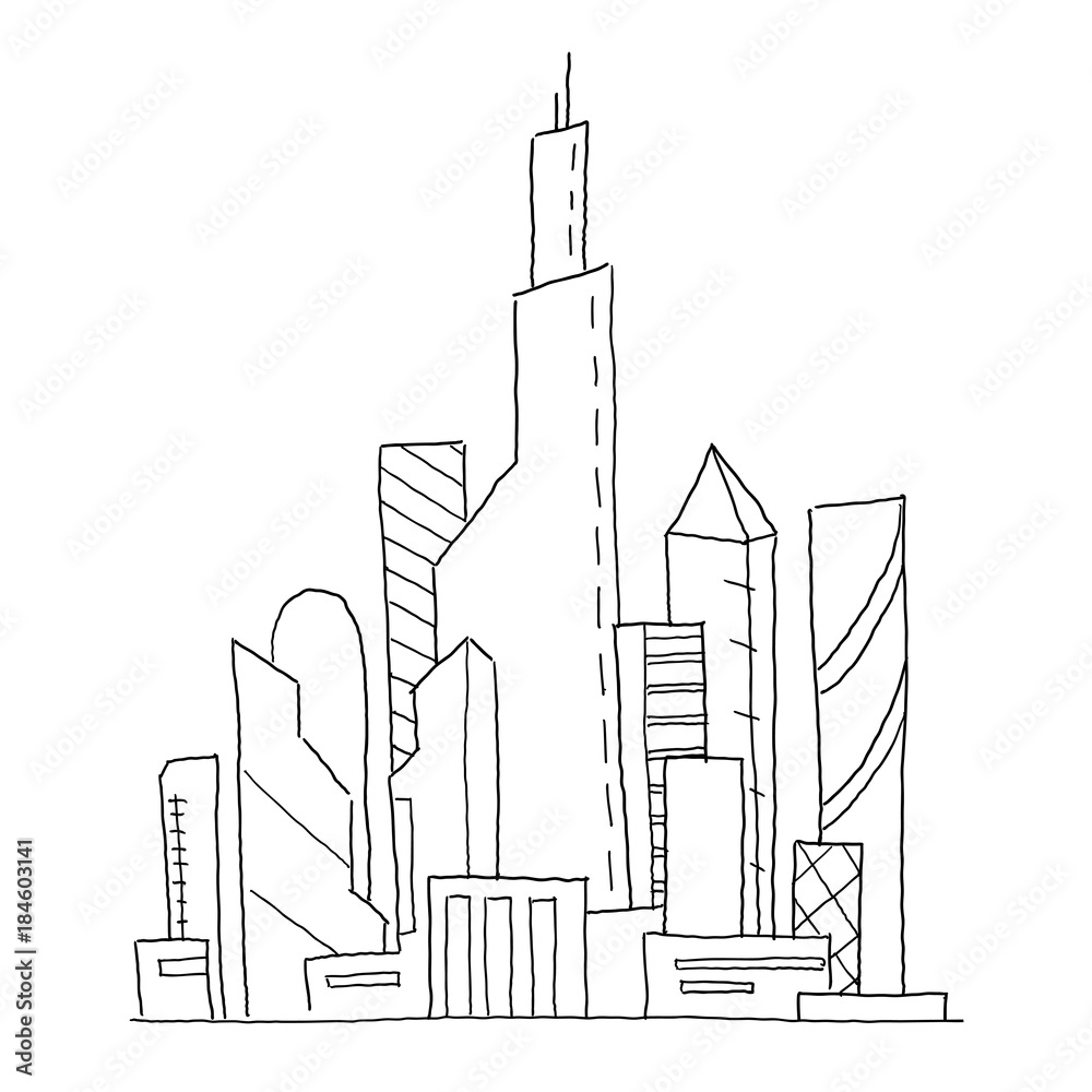 business skyscraper downtown high-rise design... - Stock Illustration  [102866539] - PIXTA