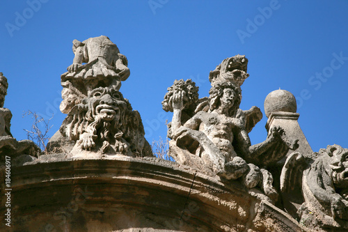 Bagheria  Sicily  Italy. Exotic sculptures of monsters in the park of the villa of Palagonia  XVIII century