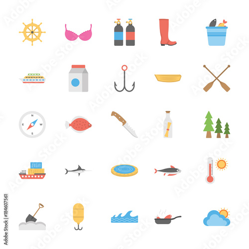 Ocean and Sea Life Vector Icons Pack 
