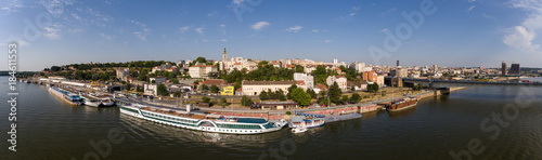 Belgrade cityscape panorama from Sava river