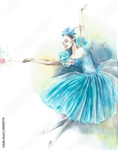 Ballerina fairy ballet dancer nutcracker watercolor painting illustration isolated on white background © Yulia