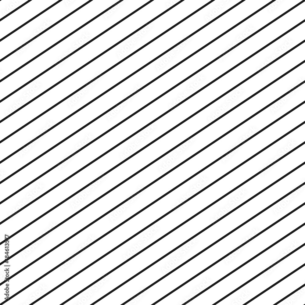 Vector seamless stripe pattern. Thin diagonal parallel lines repeat  texture. Simple striped geometric template. Abstract black and white  monochrome background. Modern design for textile, fabric, print Stock  Vector