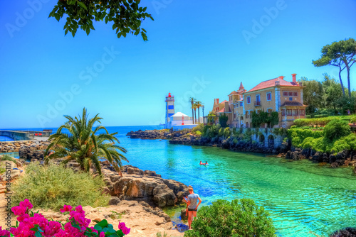Beautiful travel destination in Porto with traditional house on the seaside n...