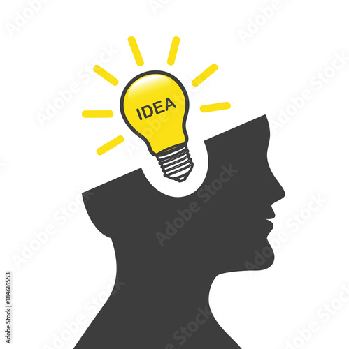 mann hat idee im kopf silhouette