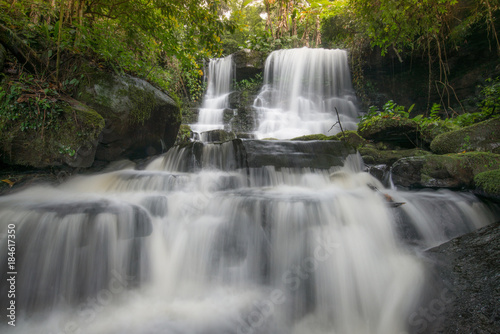 The beautiful landscape of Mun Daeng waterfalls in Phu Hin Rong Kla national park of Thailand.