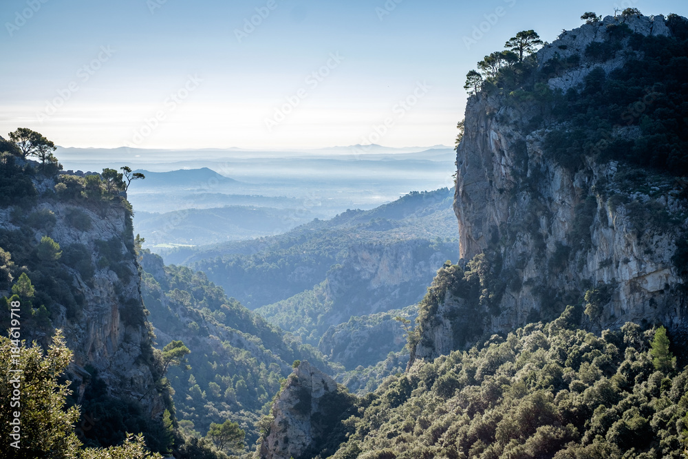 Misty mountains of morning Mallorca.