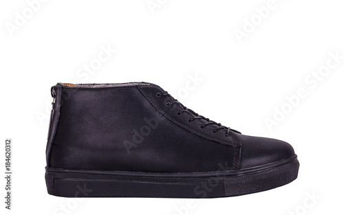 black man shoes on the white background 
