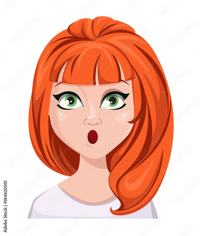 Facial expression of a redhead woman - surprised Facial expression of a redhead woman - surprised