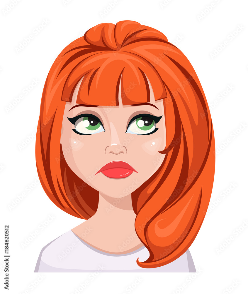 Facial expression of a redhead woman - sad, unhappy Facial expression of a redhead woman - sad, unhappy
