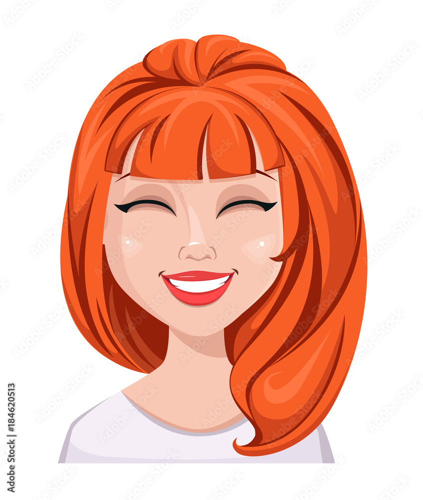 Facial expression of a redhead woman - laughing Facial expression of a redhead woman - laughing
