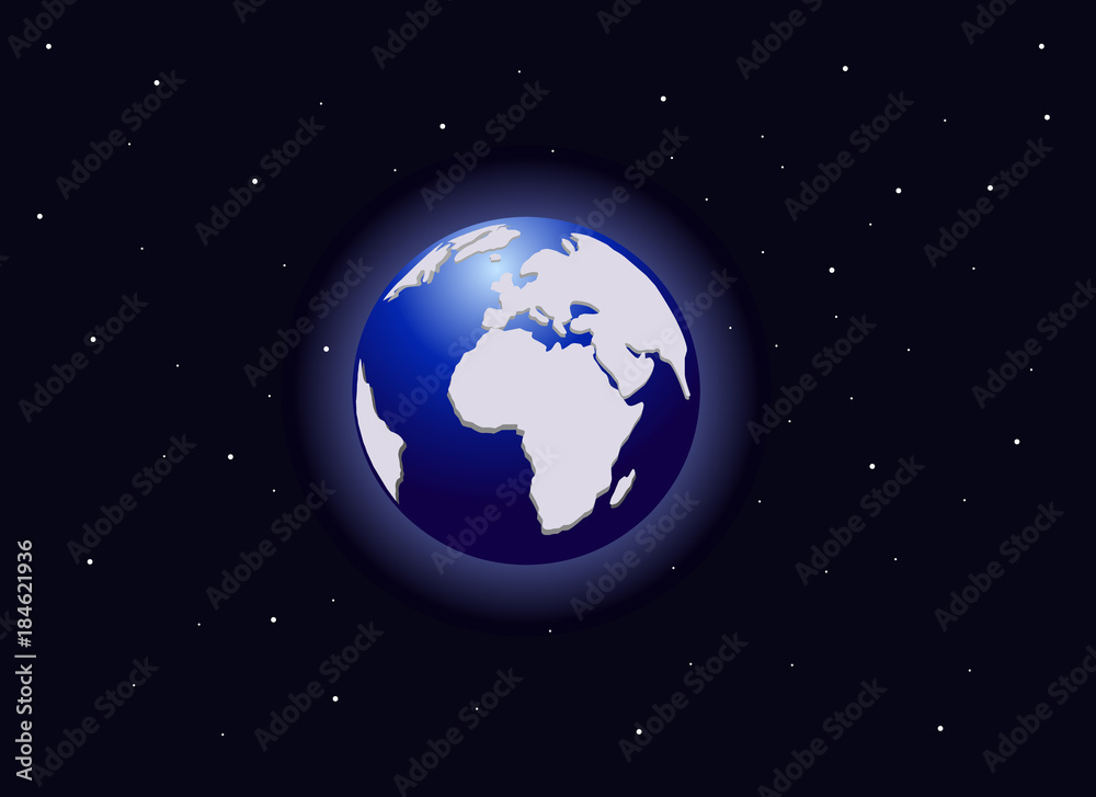Вид на планету земля из космоса, векторная иллюстрация