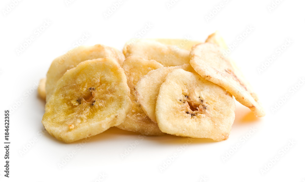 Dried banana chips. Dried banana chips.