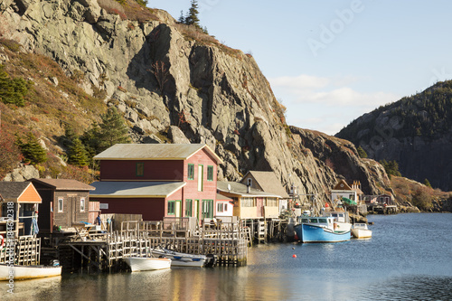 Canvastavla Houses with fishing boats  in historic Quidi Vidi Village, St