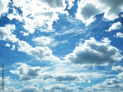 White clouds against a blue sky