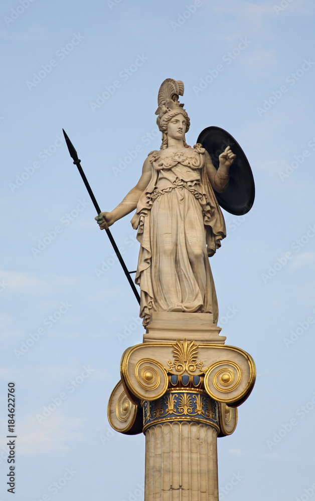 Monument to Athena near main building of Academy of Athens. Greece