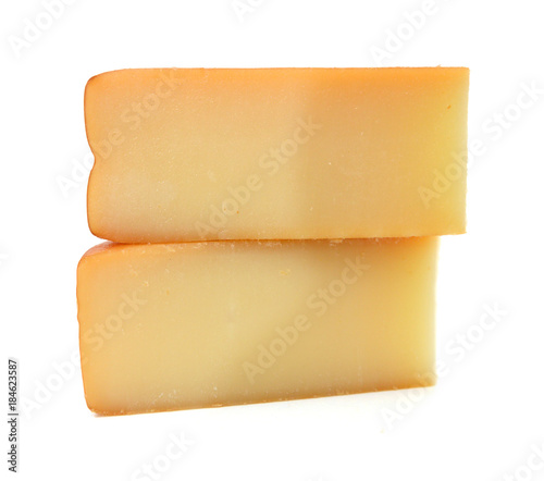 Block of Cheddar Cheese Over White