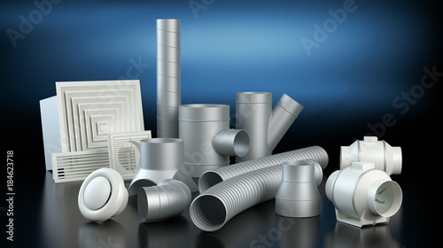 Ventilation system items - dark background
 photo