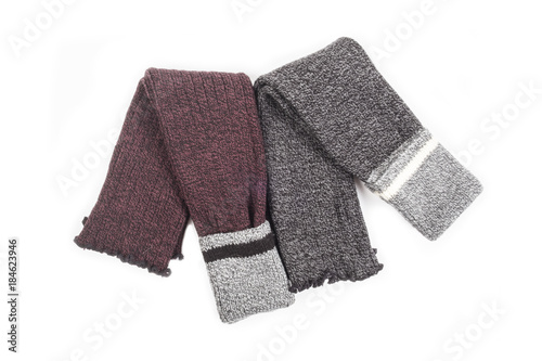 Two Pairs of Women's Wool Legwarmers Isolated on White