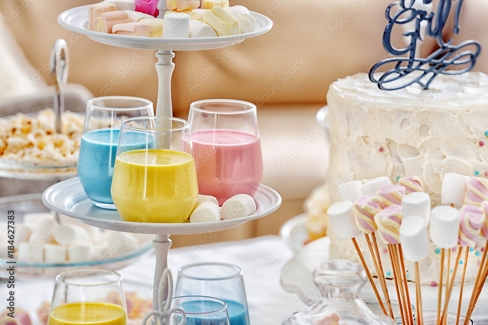Buffet table with different treats for baby shower party indoors Stock  Photo | Adobe Stock