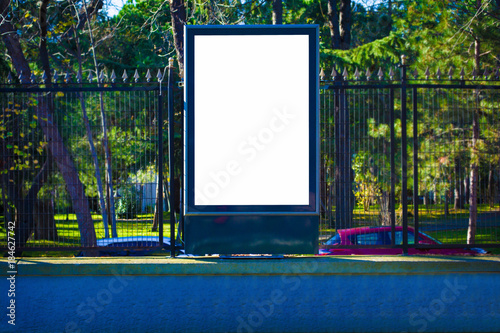 Canvas Print white blank street advertising billboard on wall