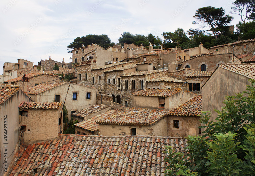 Roofs of Houses and Restaurants in Tossa de Mar, Spain