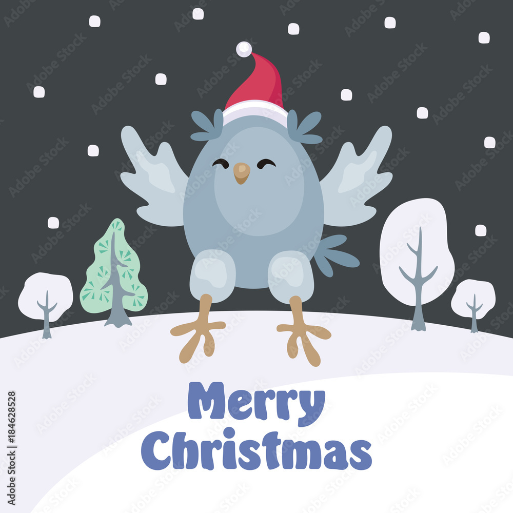 Christmas greeting card with the image of funny owls. Full color vector illustration. Christmas greeting card with the image of funny owls. Full color vector illustration.