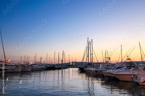 Small Yachts Moored in the Harbor of Palamos, Costa Brava, Spain © Nieuwenkampr