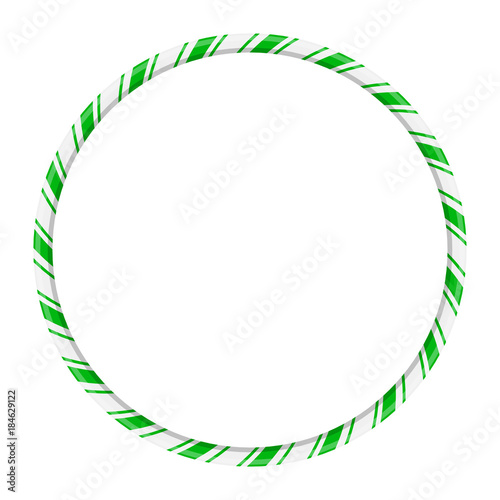 Candy cane circle frame for christmas design isolated on white background