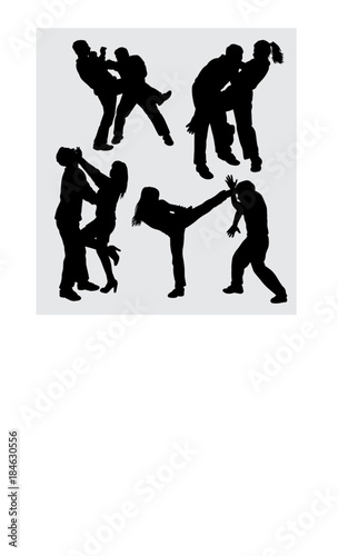 fighting male and female gesture silhouette Good use for symbol, logo, web icon, mascot, sign, sticker, or any design you want
