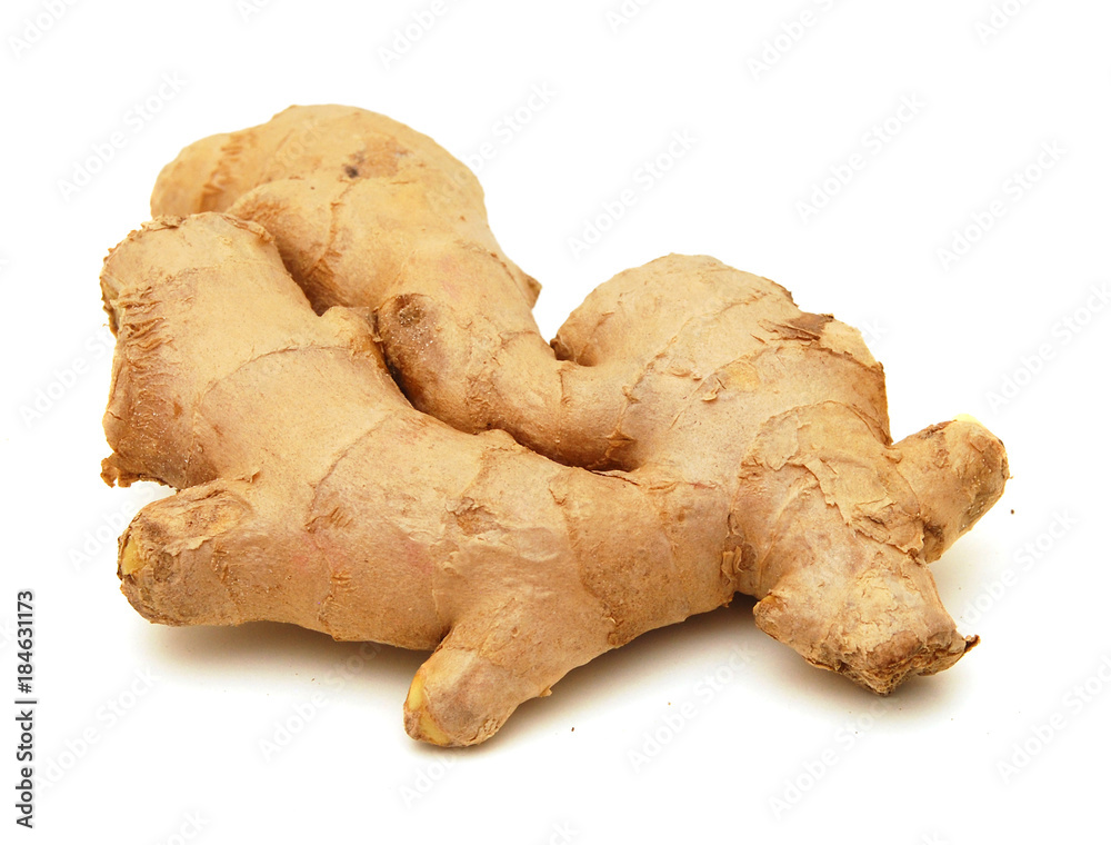 fresh ginger on a white background fresh ginger on a white background