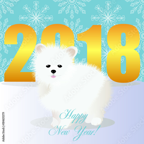 Happy new year card with spitz