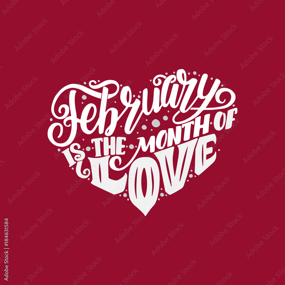 Big heart with lettering about love, phrase for Valentine s Day