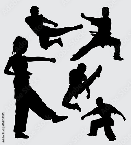 Martial art pose male and female sport silhouette. good use for symbol, logo, web icon, mascot, sticker, sign, or any design you want. 