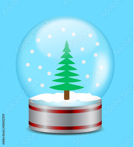 Sfera di vetro con albero e neve