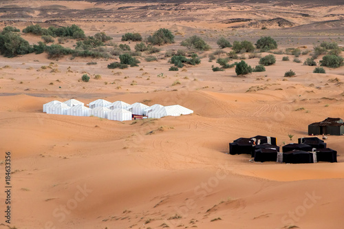 luxury camping tent hotel in Sahara desert in Morocco 