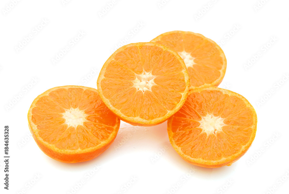  orange mandarins  isolated on white background