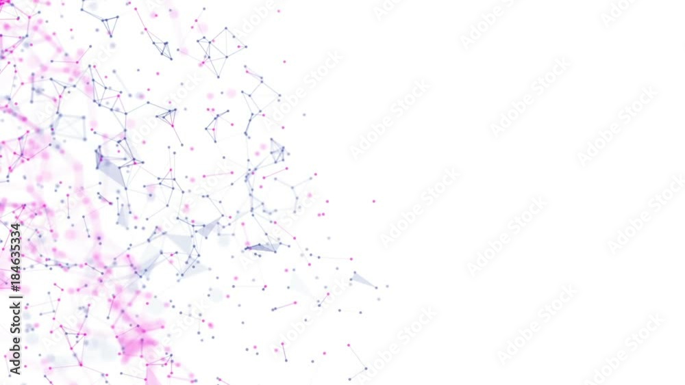 Purple and blue particles slowly moving against a white background. 3d rendering. computer graphics