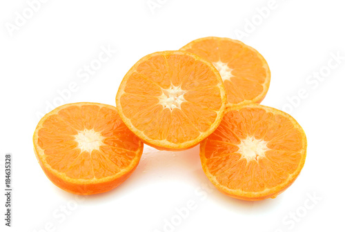  orange mandarins isolated on white background