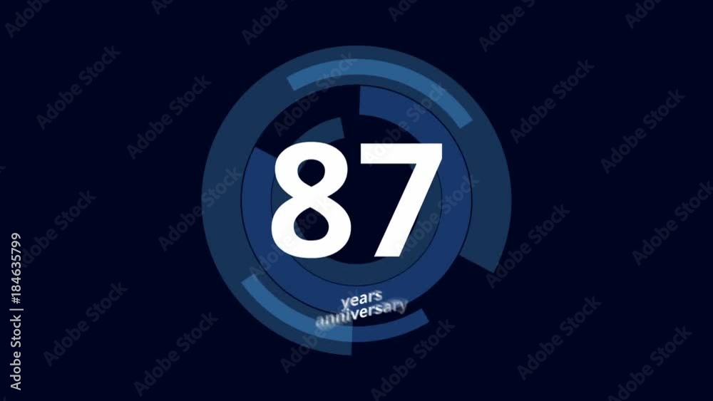 87 Year anniversary Digital Tech Circle Blue Background 87 Year anniversary Digital Tech Circle Blue Background