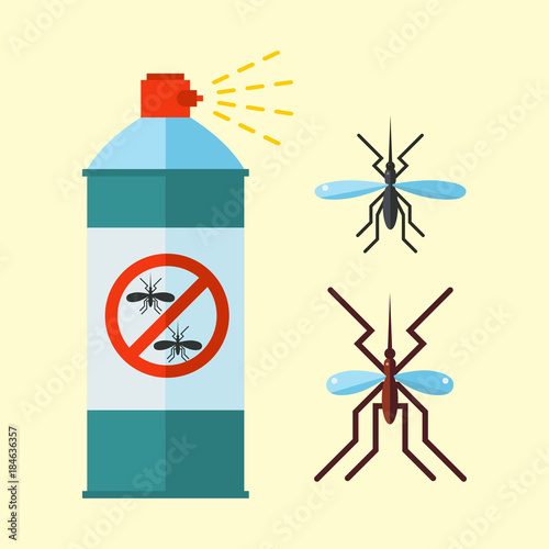 Home pest control expert mosquito vermin exterminator service insect thrips equipment flat icons vector illustration.