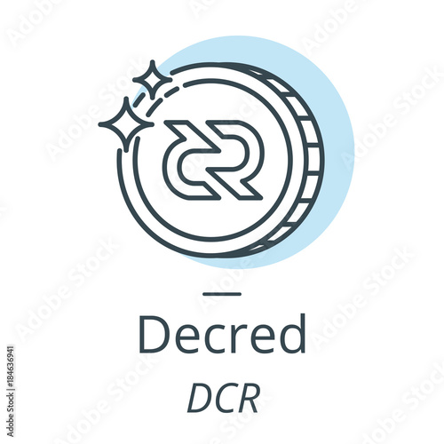 Decred cryptocurrency coin line, icon of virtual currency