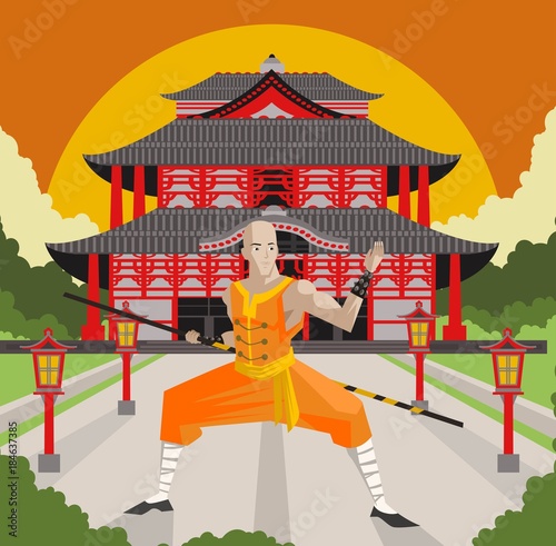 shaolin chinese in asian temple