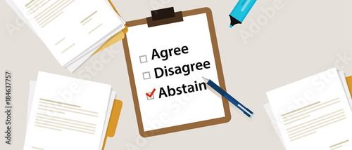 Abstain Selecting an item in the survey. Items for voting agree, disagree, abstain on paper with check mark