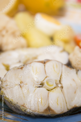 Hake fish with cauliflower and potatoes