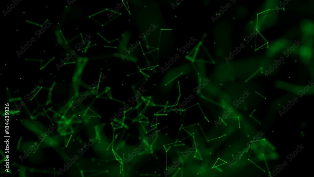 green particles move slowly against a black background. 3d rendering. computer graphics green particles move slowly against a black background. 3d rendering. computer graphics