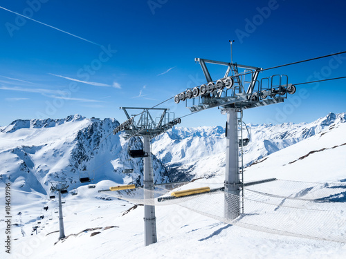 Chairlift in the Italian Alps. Ski resort Maso Corto.