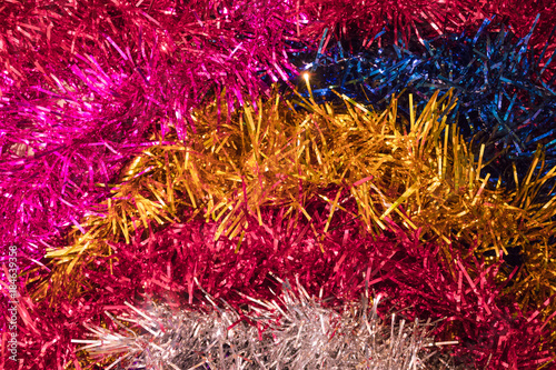 Stripes of colored tinsel.