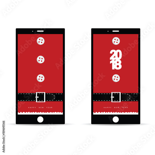 mobile phone with happy new year 2018 on it illustration