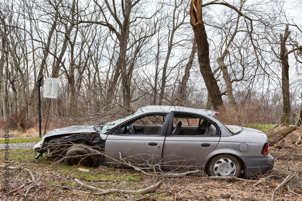 Abandoned, Wrecked Car