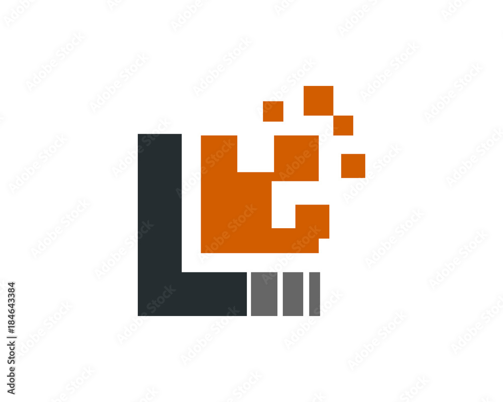 Obraz premium Square Digital Pixel Initial Letter L Symbol Logo Vector